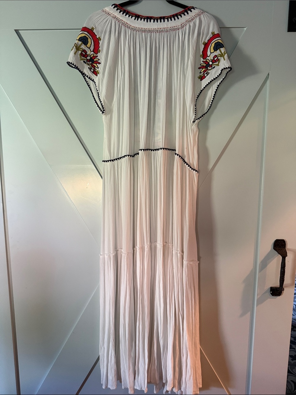 Free People White Maxi Dress with Red & Yellow Embroidery - Picture 8 of 8